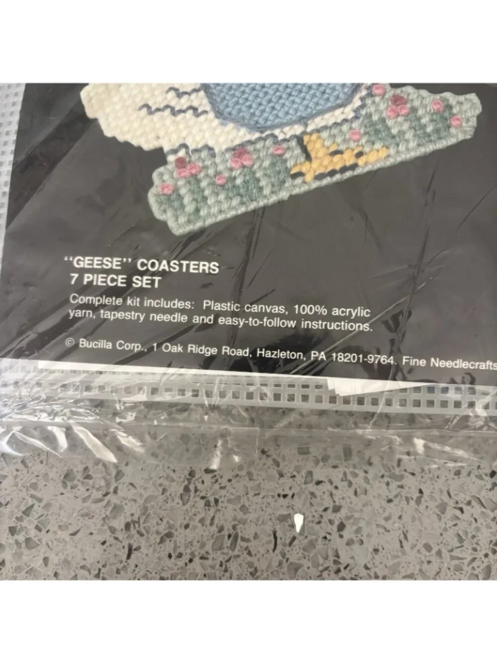 New 90s Bucilla 5949 Geese Coasters 7 Piece Plastic Canvas Craft Kit Vintage